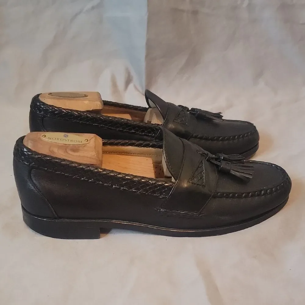 Allen Edmonds Black Leather Kiltie Tassel Loafers 7 E